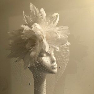 Handmade Feathered Fascinator w Veil